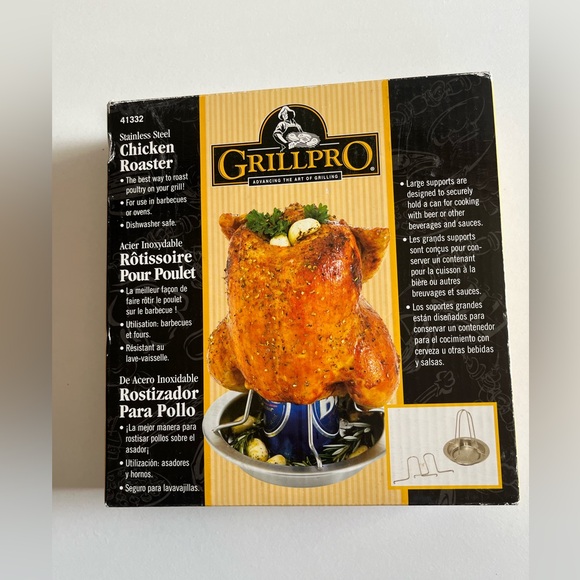 New Grill Pro Beer Can Chicken Roaster Roasting Stand Stainless Steel BBQ Oven - Picture 1 of 7